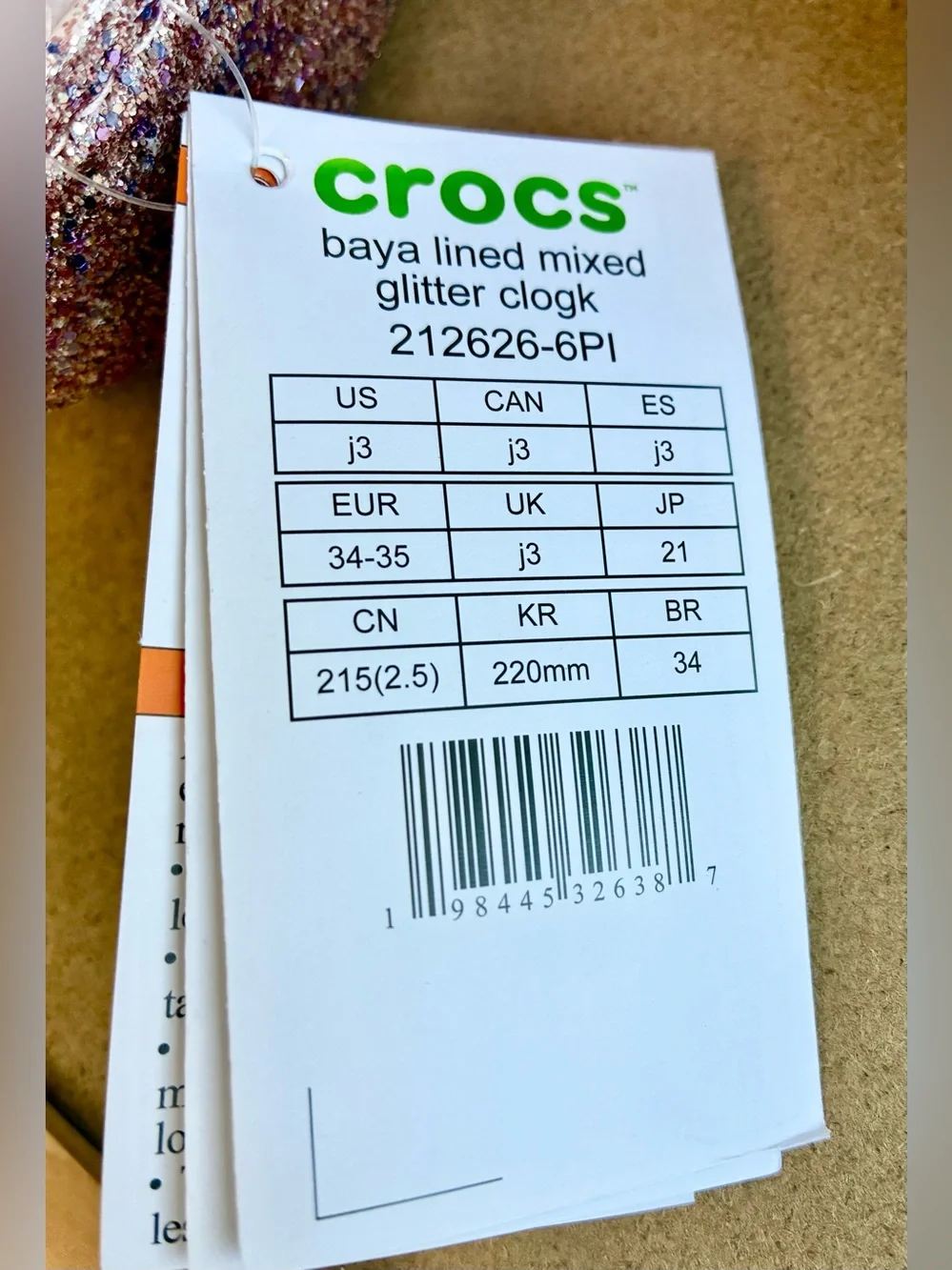 CROCS Baya Glitter Lined Clogs Girls 3